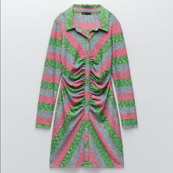 ZARA SHIRT DRESS WITH RUCHING - Picture 10 of 12